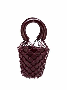 STAUD Mini Knot Net Bucket Bag in Burgundy
